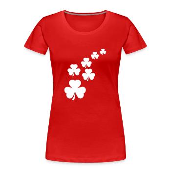 St. Patrick´s Day Kleeblätter Dreifaltigkeit - Frauen Premium Bio T-Shirt - Rot - Vorne - Mia (176cm)