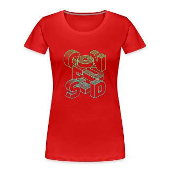 verwirrt - Frauen Premium Bio T-Shirt - Rot - Vorne - Mia (176cm)