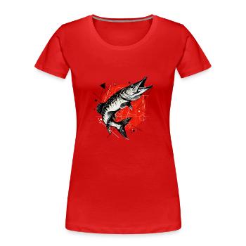Brochet, Pêche, Poissons Prédateurs, Pêche - T-shirt bio Premium Femme - rouge - Devant - Mia (176cm)