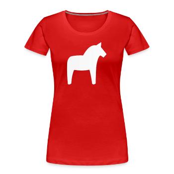 Dalahäst Horse Suède - T-shirt bio Premium Femme - rouge - Devant - Mia (176cm)