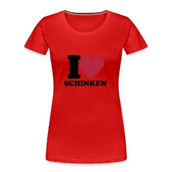 I love Schinken - Frauen Premium Bio T-Shirt - Rot - Vorne - Mia (176cm)