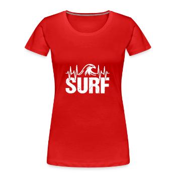 Surfer Herzschlag Welle Surfen - Frauen Premium Bio T-Shirt - Rot - Vorne - Mia (176cm)