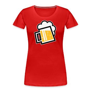 Chope à bière bavaroise (bière / chope à bière / L / \ / 3C) - T-shirt bio Premium Femme - rouge - Devant - Mia (176cm)