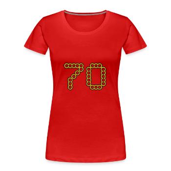 70. 70 YEARS. 70th ANNIVERSARY. 70 YEARS ANNIVERSARY. - Women's Premium Organic T-Shirt - red - Front - Mia (176cm)