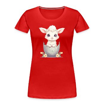 sweet lamb in eggshell - Adorable - Women's Premium Organic T-Shirt - red - Front - Mia (176cm)