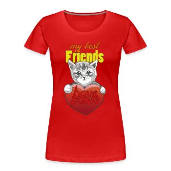 Katzenpfote Katzen Katzenfreund Katzenbesitzer - Frauen Premium Bio T-Shirt - Rot - Vorne - Mia (176cm)