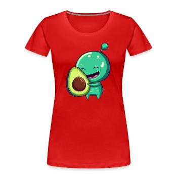 Green Alien Avocado: Exotic Fusion - Women's Premium Organic T-Shirt - red - Front - Mia (176cm)