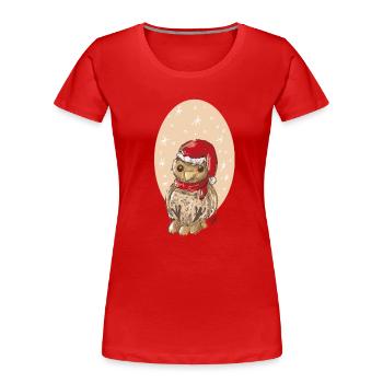 Christmas bird sparrow - Women's Premium Organic T-Shirt - red - Front - Mia (176cm)