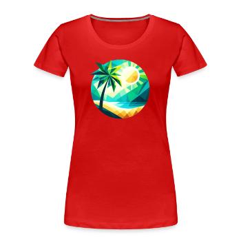 Palme in einer Bucht im Polygon-Stil - Frauen Premium Bio T-Shirt - Rot - Vorne - Mia (176cm)