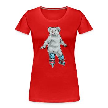 Koala Patins à roues alignées - T-shirt bio Premium Femme - rouge - Devant - Mia (176cm)