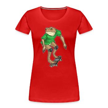 Frog Skater Skateboard - Women's Premium Organic T-Shirt - red - Front - Mia (176cm)