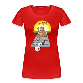 Humorous monkey design with keyboard - Women's Premium Organic T-Shirt - red - Front - Mia (176cm)