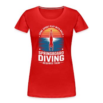 Plongeoir - T-shirt bio Premium Femme - rouge - Devant - Mia (176cm)