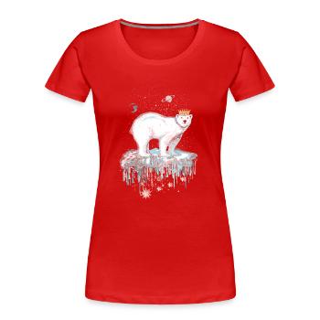 Ours polaire majestueux avec couronne sur banquise - T-shirt bio Premium Femme - rouge - Devant - Mia (176cm)