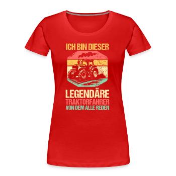 Landwirt Bauernhof Farmer Bauer Traktor - Frauen Premium Bio T-Shirt - Rot - Vorne - Mia (176cm)
