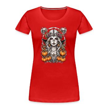 Moon Shadow Fairy with Pumpkins - Women's Premium Organic T-Shirt - red - Front - Mia (176cm)