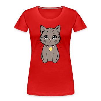 Katze Kätzchen Katzenshirt Geschenk - Frauen Premium Bio T-Shirt - Rot - Vorne - Mia (176cm)