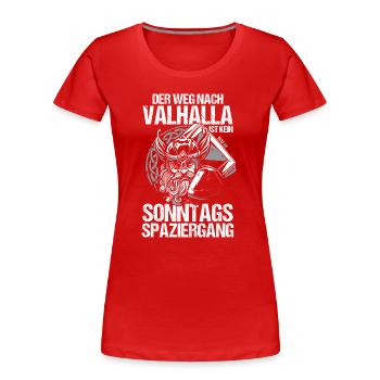 Mur des Boucliers Médiévaux Marché Médiéval Viking - T-shirt bio Premium Femme - rouge - Devant - Mia (176cm)
