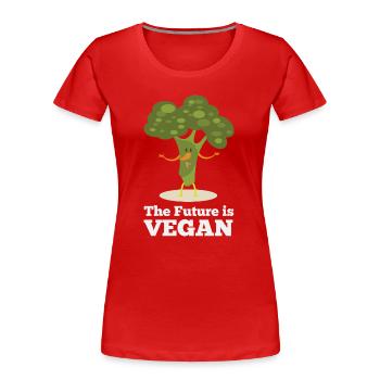 Die Zukunft ist vegan - Frauen Premium Bio T-Shirt - Rot - Vorne - Mia (176cm)