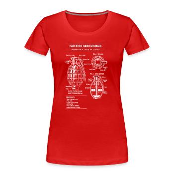 Plan de brevet pour grenade vintage - T-shirt bio Premium Femme - rouge - Devant - Mia (176cm)