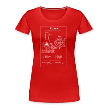 Plan d’engrenage de forge - T-shirt bio Premium Femme - rouge - Devant - Mia (176cm)