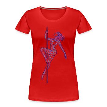 Art au trait féminin Illustration de danse au poteau cadeau - T-shirt bio Premium Femme - rouge - Devant - Mia (176cm)