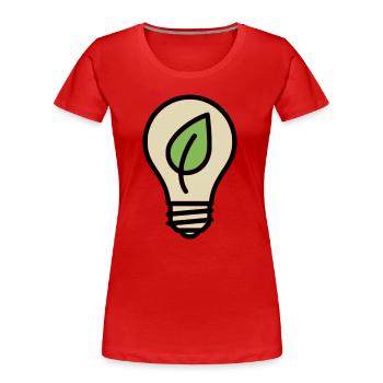Idée de l’éco de feuilles d’ampoule - T-shirt bio Premium Femme - rouge - Devant - Mia (176cm)