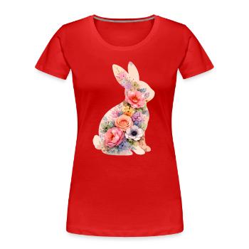 Bunny Pastel Flowers - Women's Premium Organic T-Shirt - red - Front - Mia (176cm)