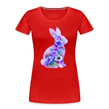 Bunny Pastel Flowers - Women's Premium Organic T-Shirt - red - Front - Mia (176cm)
