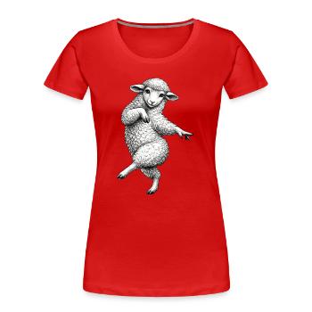 Tanzendes Lamm Sketch - Frauen Premium Bio T-Shirt - Rot - Vorne - Mia (176cm)