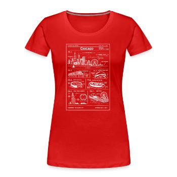 Chicago Blueprint Skyline - Frauen Premium Bio T-Shirt - Rot - Vorne - Mia (176cm)