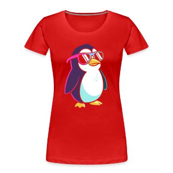 Penguin Neon Cool Colorful Glasses - Women's Premium Organic T-Shirt - red - Front - Mia (176cm)