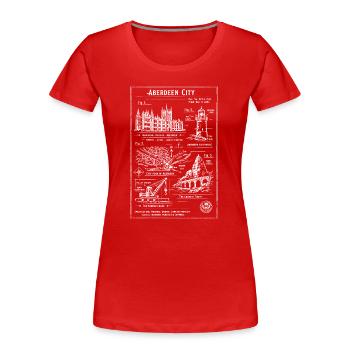 Aberdeen City Skyline Blueprint - Frauen Premium Bio T-Shirt - Rot - Vorne - Mia (176cm)