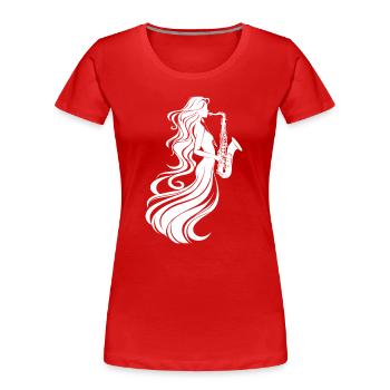 Saxophonspielerin Zeichnung - Frauen Premium Bio T-Shirt - Rot - Vorne - Mia (176cm)