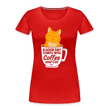 Chat tigré - T-shirt bio Premium Femme - rouge - Devant - Mia (176cm)