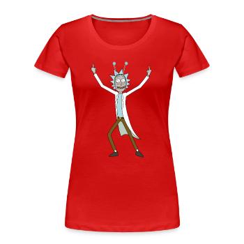 Rick et Morty scientifique bonne mine - T-shirt bio Premium Femme - rouge - Devant - Mia (176cm)