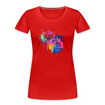 art, art, graffiti, peinture, aquarelle, coloré, coloré, coloré - T-shirt bio Premium Femme - rouge - Devant - Mia (176cm)
