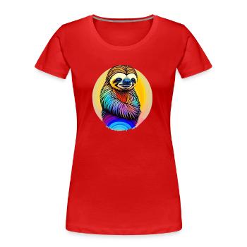 Faultier - Frauen Premium Bio T-Shirt - Rot - Vorne - Mia (176cm)