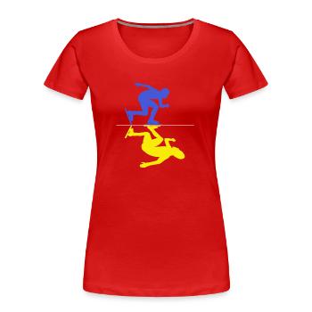 patineur sur glace patinage de vitesse sur piste courte - T-shirt bio Premium Femme - rouge - Devant - Mia (176cm)
