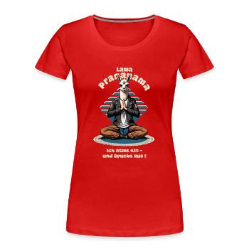 Lama drôle - T-shirt bio Premium Femme - rouge - Devant - Mia (176cm)