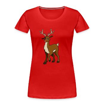 Rudolph - Frauen Premium Bio T-Shirt - Rot - Vorne - Mia (176cm)