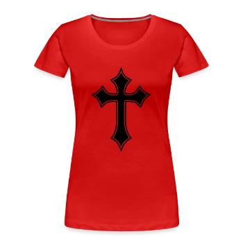 Gothic Cross__V003 - T-shirt bio Premium Femme - rouge - Devant - Mia (176cm)