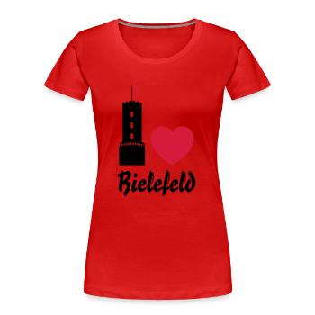 J'aime Bielefeld - T-shirt bio Premium Femme - rouge - Devant - Mia (176cm)