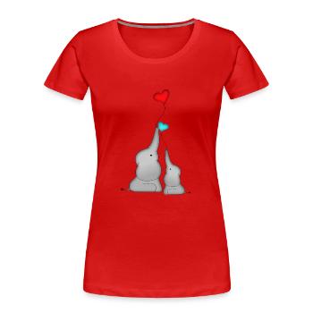 Anniversaire de bébé ballon coeur éléphant - T-shirt bio Premium Femme - rouge - Devant - Mia (176cm)