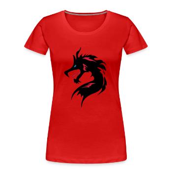OolCool Dragon Head-I Love Dragon- 龍 - Frauen Premium Bio T-Shirt - Rot - Vorne - Mia (176cm)