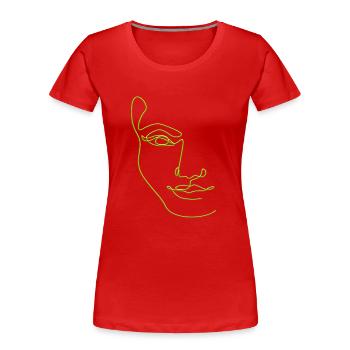 Line Art weibliche Silhouette Weibliche Gesichter Gesicht - Frauen Premium Bio T-Shirt - Rot - Vorne - Mia (176cm)