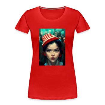 Find holger's wife! - Women's Premium Organic T-Shirt - red - Front - Mia (176cm)