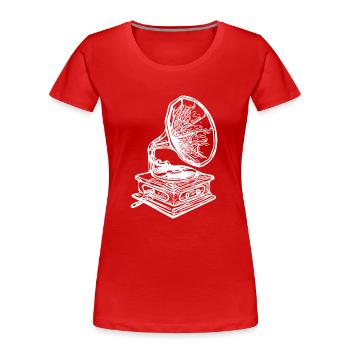 Grammophon zum auflegen von analogem Vinyl - Frauen Premium Bio T-Shirt - Rot - Vorne - Mia (176cm)