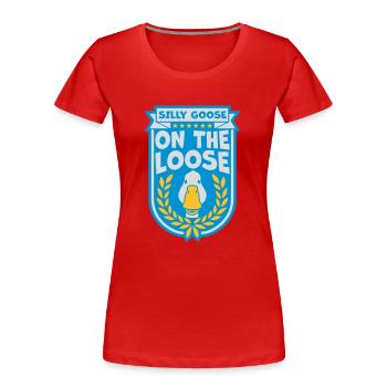 goose on the loose - Frauen Premium Bio T-Shirt - Rot - Vorne - Mia (176cm)