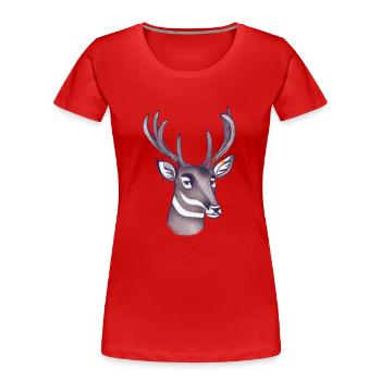 Deerhead in autumn Deer Antlers Goat Fawn 7 - Women's Premium Organic T-Shirt - red - Front - Mia (176cm)
